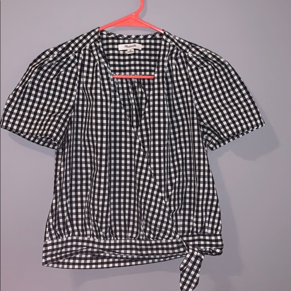 Wrap Top in Gingham Check